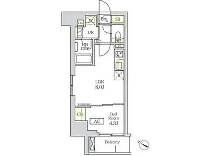 コスモグラシア新宿西早稲田(1LDK/3階)の間取り写真