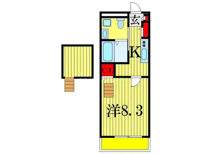 フォレストヴィラI・II(1K/2階)の間取り写真