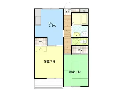 第一須走ハイツ(2DK/1階)の間取り写真
