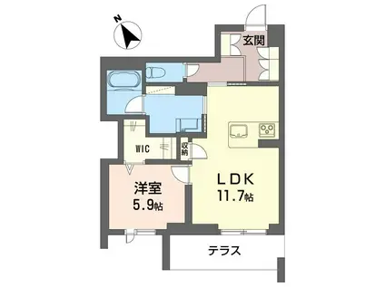 グラストン(1LDK/1階)の間取り写真
