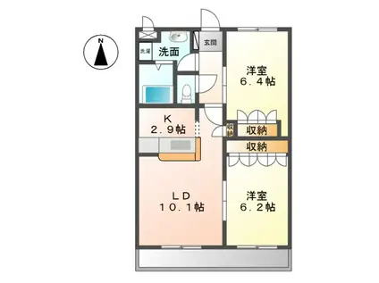 プレサス中浦A(2LDK/3階)の間取り写真