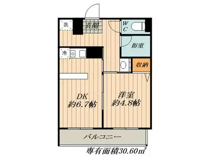 A&S KATO K-I B棟(1DK/1階)の間取り写真