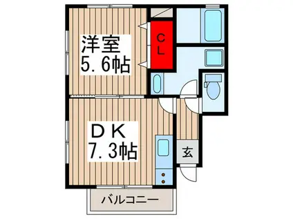 カーサ戸田公園A(1DK/1階)の間取り写真