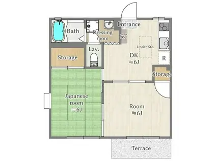 むさし野ハイツA(2DK/1階)の間取り写真