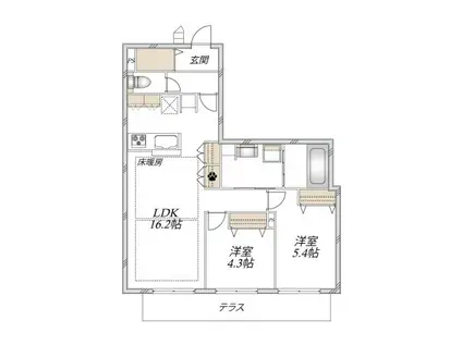 LE NOIR(2LDK/1階)の間取り写真