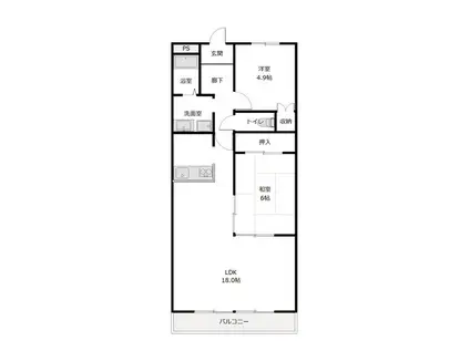 ピボットマンション八幡(2LDK/1階)の間取り写真