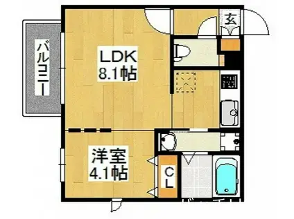 BRANCHE藤崎(1LDK/3階)の間取り写真