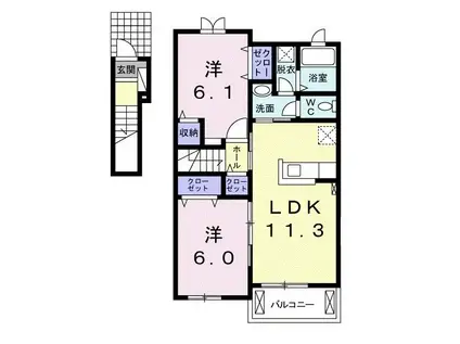 サンリットGII(2LDK/2階)の間取り写真
