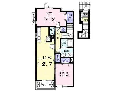 サンライズヴィラI(2LDK/2階)の間取り写真