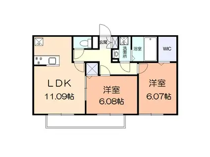 ディアコート海老名(2LDK/1階)の間取り写真