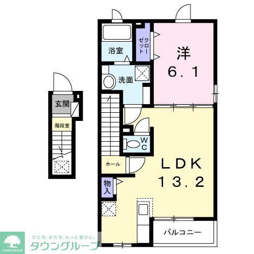 グリシーヌ(1LDK/2階)の間取り写真