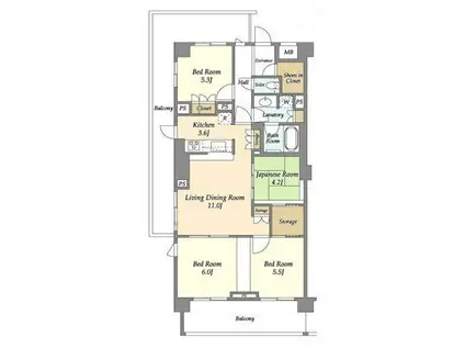 ブローテ大倉山(4LDK/4階)の間取り写真