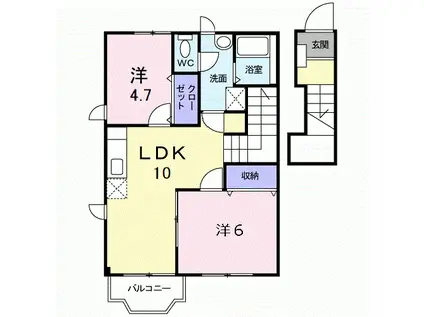 ラヴィアン・ローズ(2LDK/2階)の間取り写真