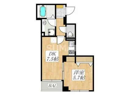 アローマ王本町(1DK/2階)の間取り写真