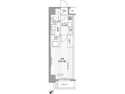 PURE LA(1K/2階)の間取り写真