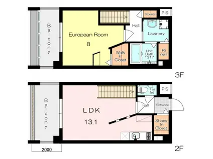 エレーシュトローム(1LDK/2階)の間取り写真