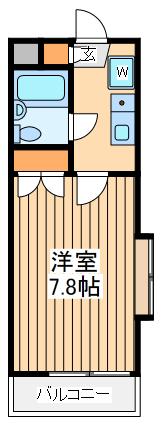 セルシオン相模原Ⅱ(1K/1階)の間取り写真