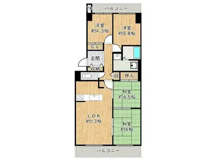 藤和さやまハイタウンD棟(4LDK/4階)の間取り写真