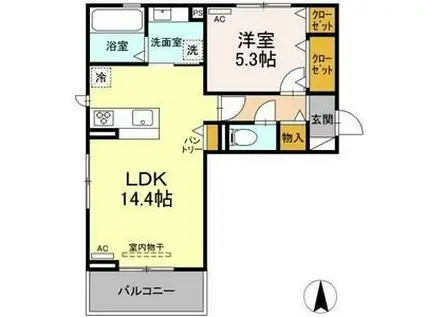 ミエル ジャルダン(1LDK/2階)の間取り写真