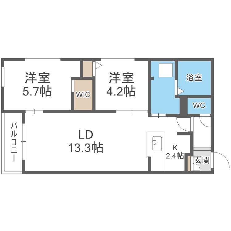 GEレジデンス琴似(2LDK/2階)の間取り写真