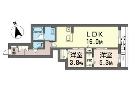 エクラシエ(2LDK/1階)の間取り写真