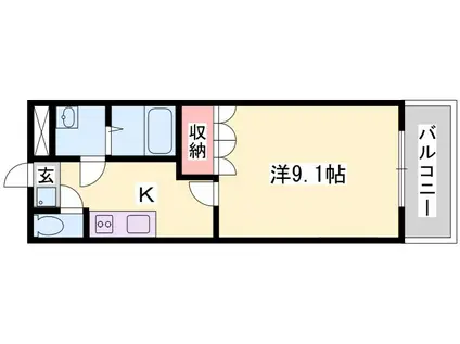 ピアコート宮脇(1K/1階)の間取り写真