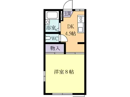 エクセレントD(1DK/2階)の間取り写真