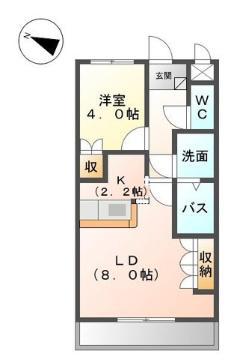 メゾン・ルミナス(1LDK/2階)の間取り写真
