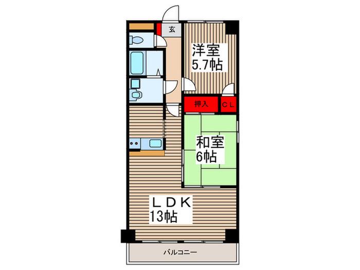 フローラ浦和(2LDK/4階)の間取り写真
