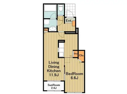 サンハイムF(1LDK/1階)の間取り写真