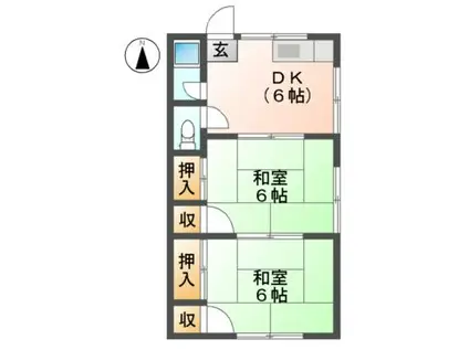 ウェルカムホームイースト(2DK/1階)の間取り写真