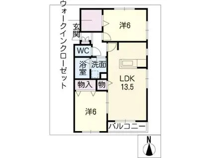 グランソレーユM棟(2LDK/1階)の間取り写真