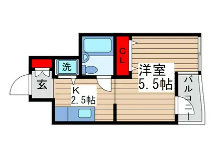 プレステージ本木(1K/2階)の間取り写真