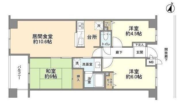 東急ドエルアルス矢口(3LDK/5階)の間取り写真