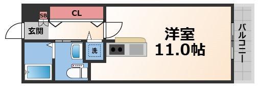 アリビオ北巽(ワンルーム/4階)の間取り写真
