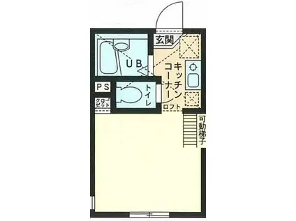 クレアーレ西横浜(1SK/1階)の間取り写真