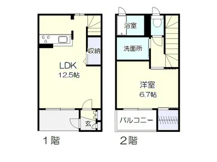 フェルトクラインB(1LDK/1階)の間取り写真