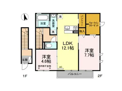 MAISON DE LANGE(2LDK/2階)の間取り写真