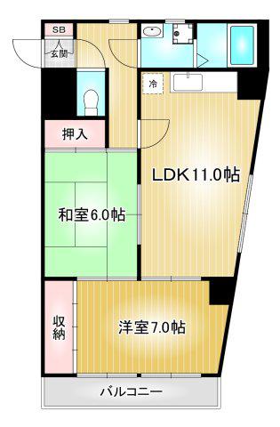 ラ・メゾンエスト(2LDK/2階)の間取り写真