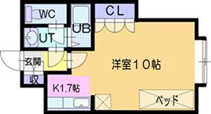 文京台レジデンスII(ワンルーム/4階)の間取り写真