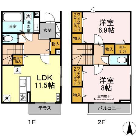 ヴィラ・マリコ(2LDK/2階)の間取り写真