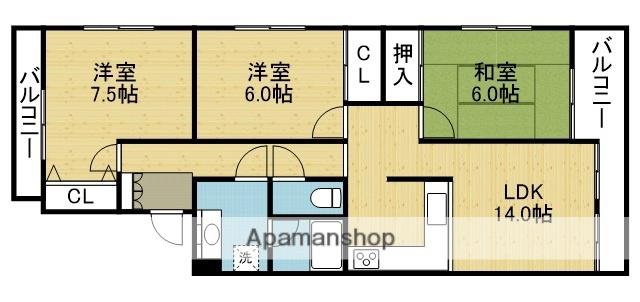 ラフォーレ大蓮(3LDK/2階)の間取り写真