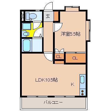 ぐらんしゅるA(1LDK/1階)の間取り写真
