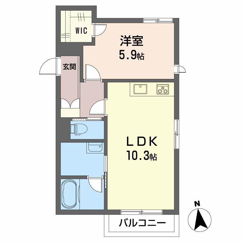 シャーメゾン街の灯(1LDK/2階)の間取り写真