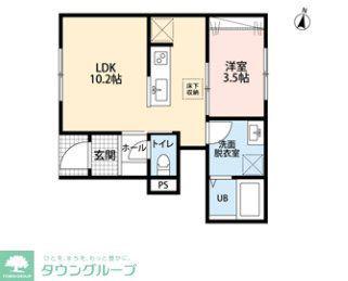 リーブルファイン吉川保(1LDK/1階)の間取り写真