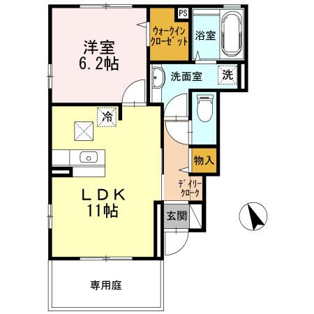 モデラート(1LDK/1階)の間取り写真