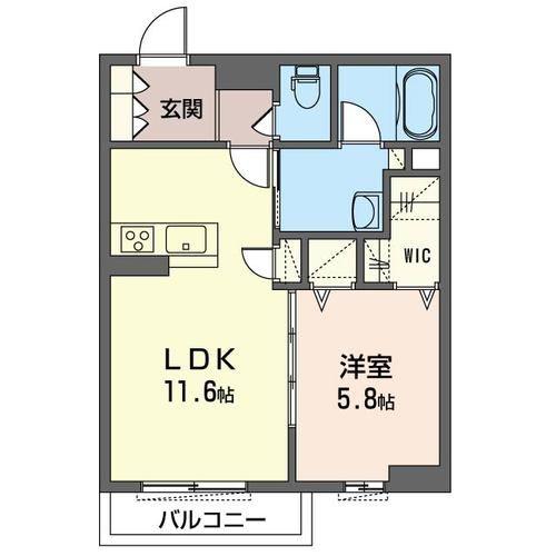 JESMAISON(1LDK/1階)の間取り写真