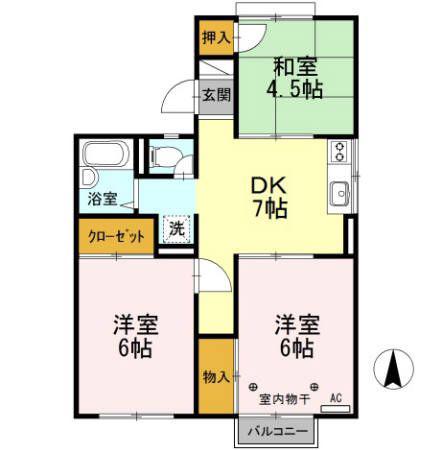 コーポ下河原 A棟(3DK/2階)の間取り写真