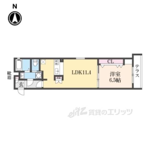 スミレスタ烏丸五条(1LDK/1階)の間取り写真