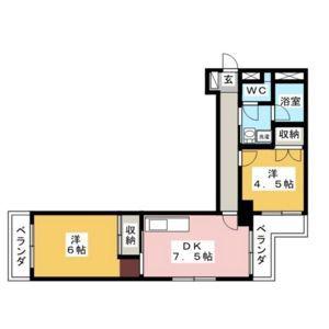 レヴァンテ岐阜(2DK/4階)の間取り写真
